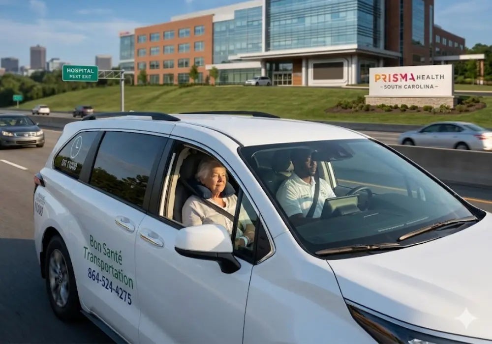 Specialist appointment medical transport Greenville Memorial Spartanburg Regional SC