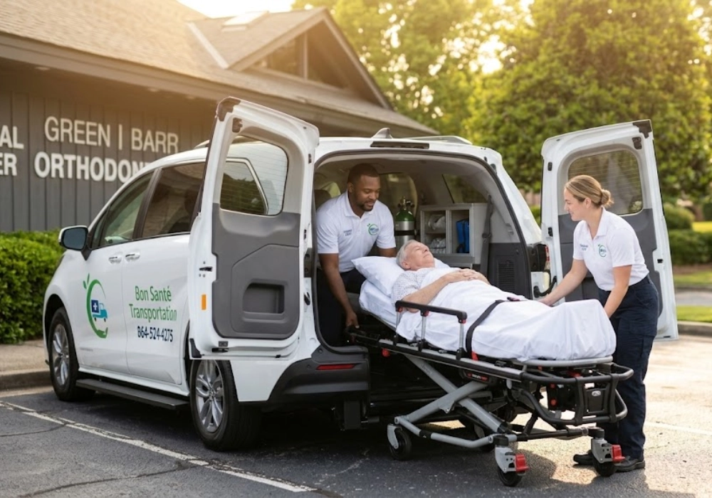 Bon Santé Transportation stretcher medical transport van Spartanburg Greenville SC